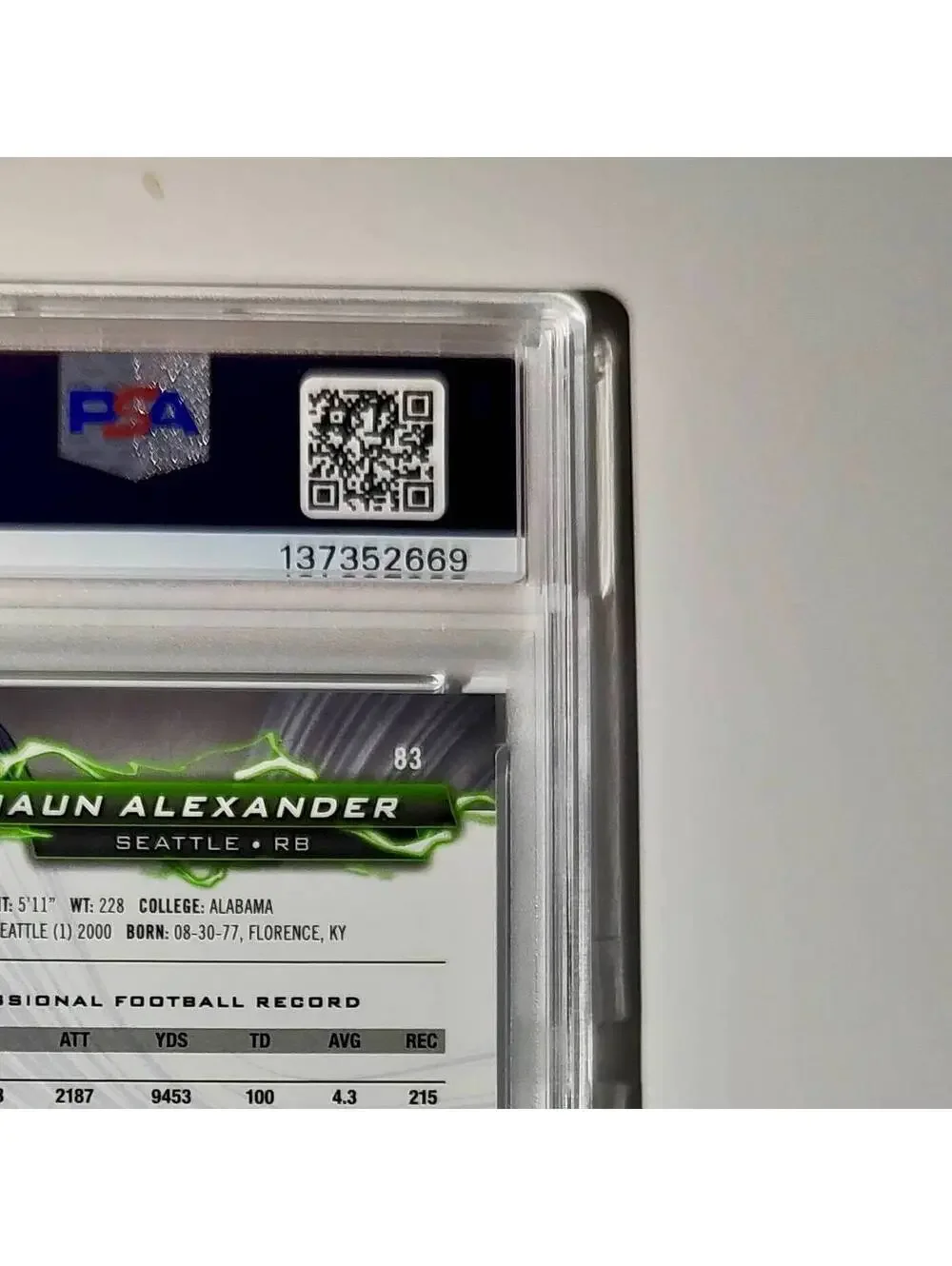 Shaun Alexander 2023 Topps Resurgence 071/200 #83 Yellow Surge PSA 9 Mint
